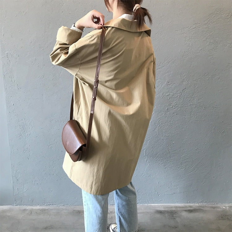 Ladies Mid-length Loose Long-sleeved Tooling Windbreaker Jacket