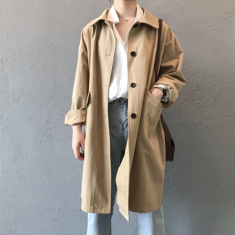 Ladies Mid-length Loose Long-sleeved Tooling Windbreaker Jacket