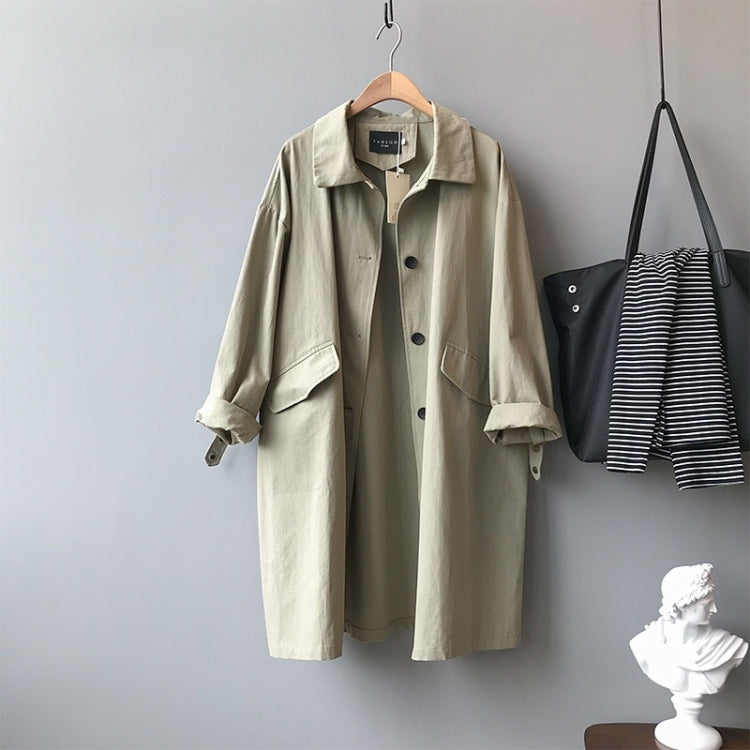 Ladies Mid-length Loose Long-sleeved Tooling Windbreaker Jacket