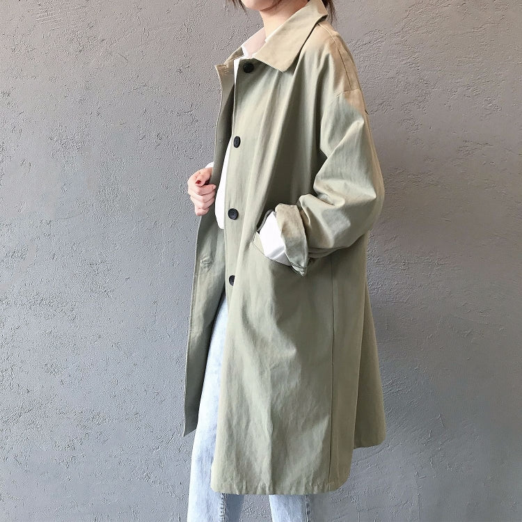 Ladies Mid-length Loose Long-sleeved Tooling Windbreaker Jacket