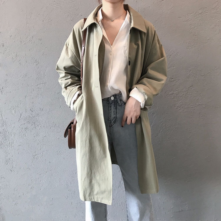Ladies Mid-length Loose Long-sleeved Tooling Windbreaker Jacket