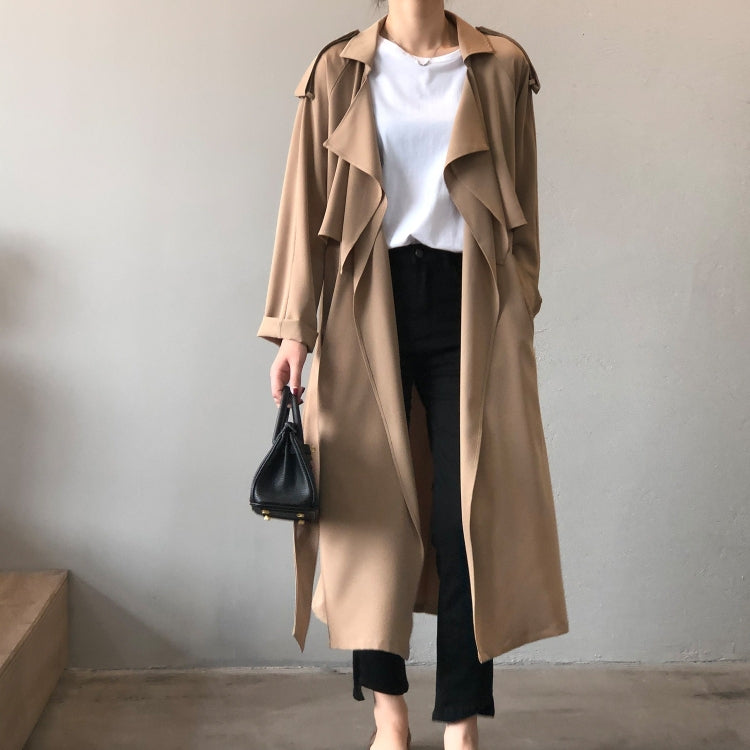 Ladies Retro Fashion Long Loose Windbreaker Jacket