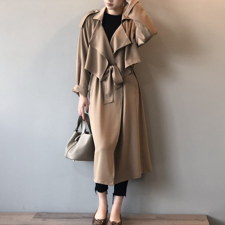 Ladies Retro Fashion Long Loose Windbreaker Jacket