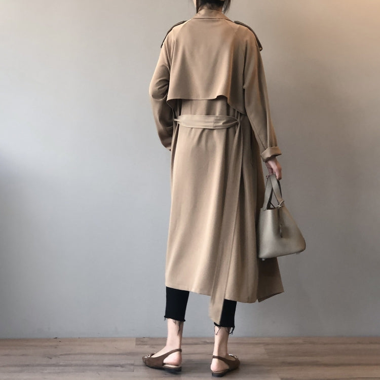Ladies Retro Fashion Long Loose Windbreaker Jacket