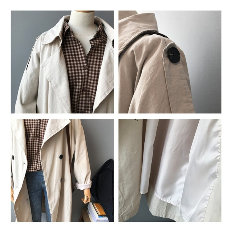 Ladies Loose Solid Color Lapel Long-sleeved Mid-length Windbreaker Jacket
