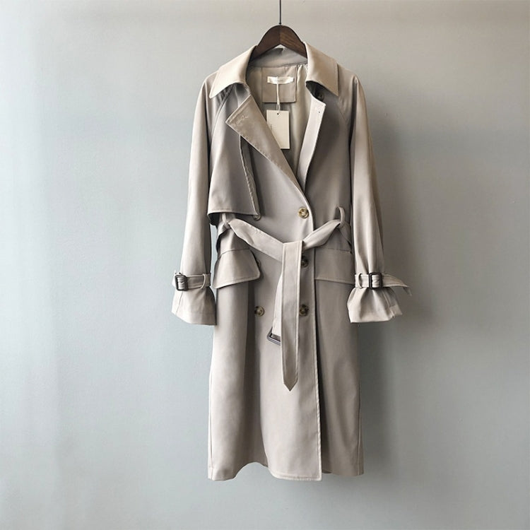 Ladies Double-breasted Long Windbreaker Jacket