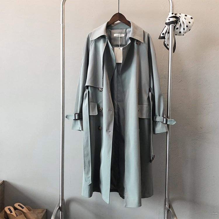 Ladies Double-breasted Long Windbreaker Jacket