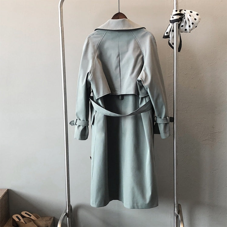 Ladies Double-breasted Long Windbreaker Jacket