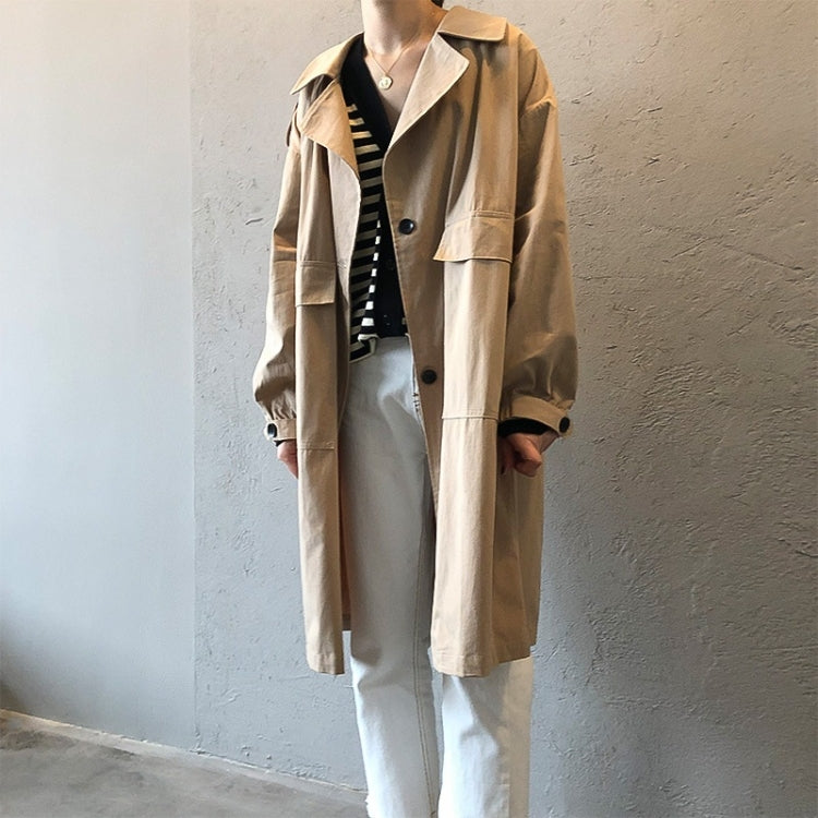 Ladies Mid-length Solid Color Long-sleeved Trench Coat