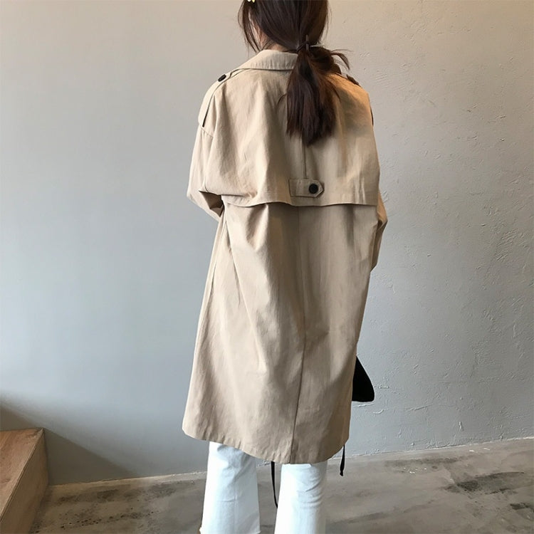 Ladies Mid-length Solid Color Long-sleeved Trench Coat