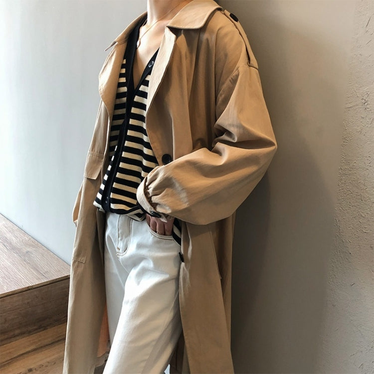 Ladies Mid-length Solid Color Long-sleeved Trench Coat
