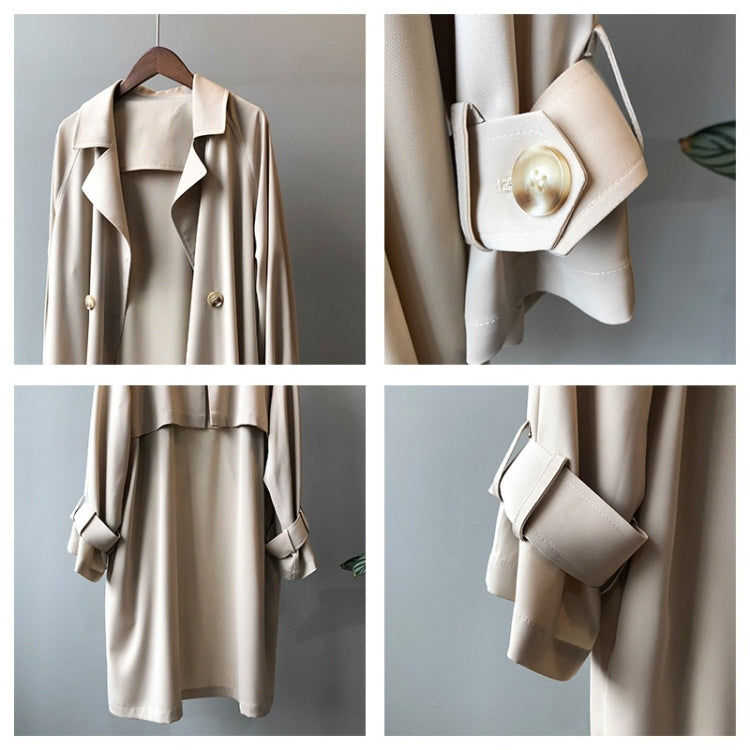 Ladies Long Loose Solid Color Windbreaker Jacket