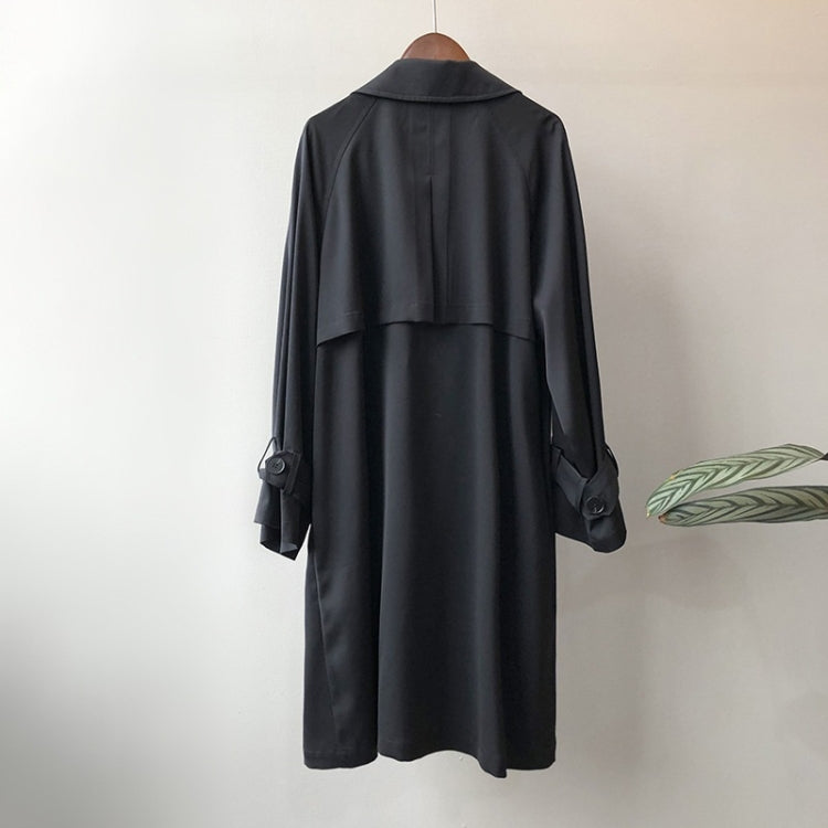 Ladies Long Loose Solid Color Windbreaker Jacket