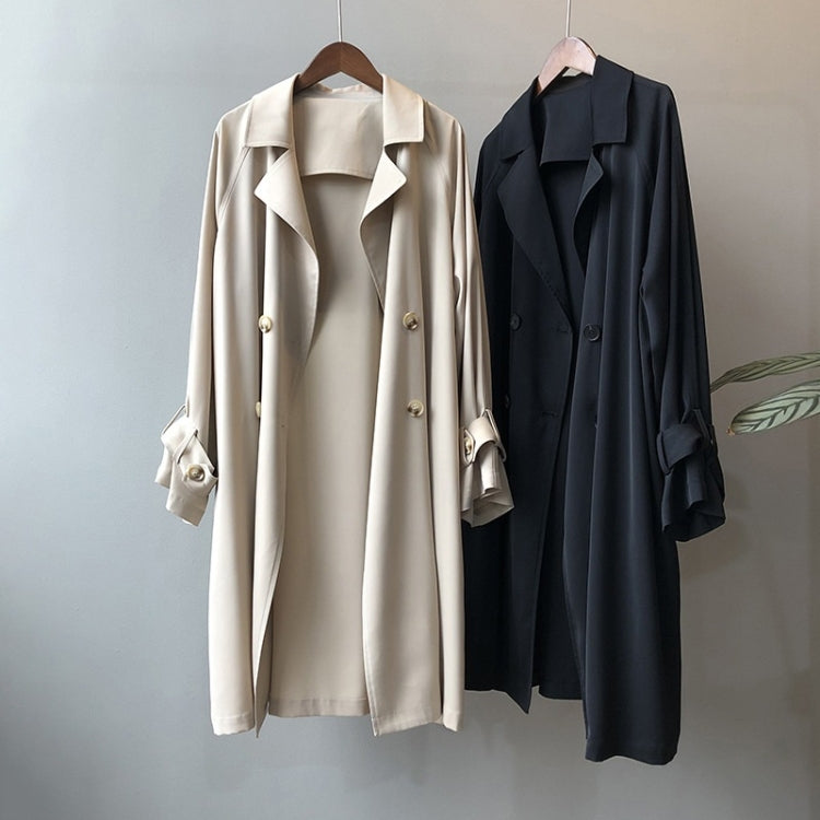 Ladies Long Loose Solid Color Windbreaker Jacket