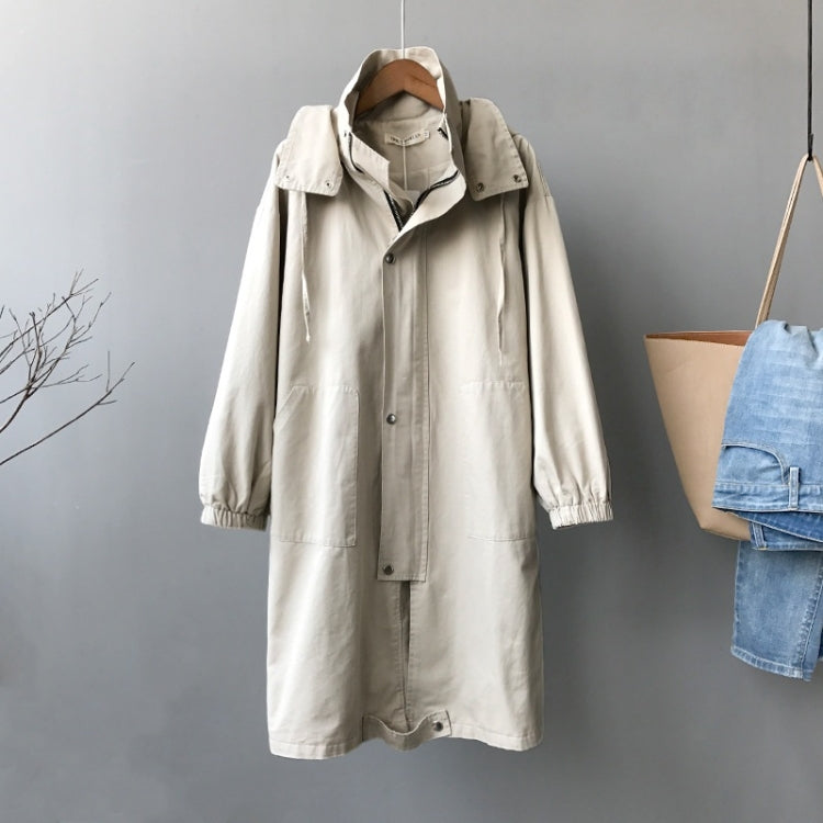 Ladies Mid-length Casual Hooded Windbreaker Jacket