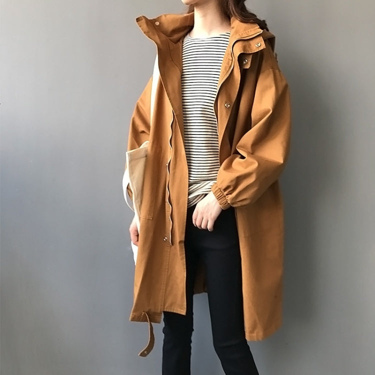 Ladies Mid-length Casual Hooded Windbreaker Jacket