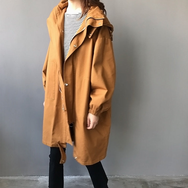 Ladies Mid-length Casual Hooded Windbreaker Jacket