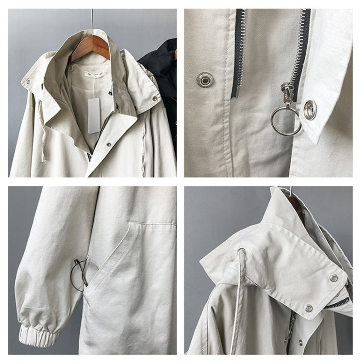 Ladies Mid-length Casual Hooded Windbreaker Jacket