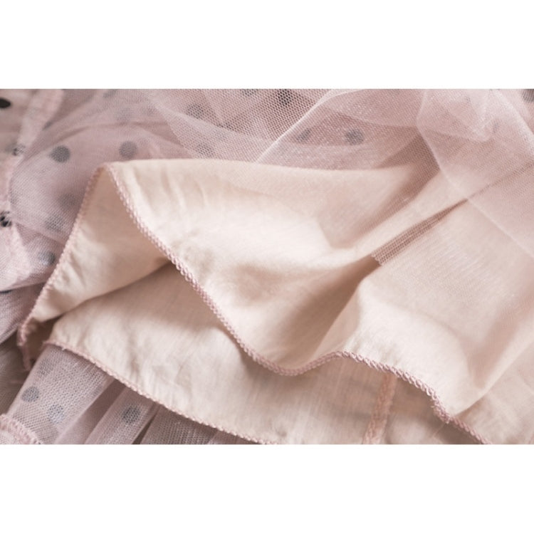 Dot Bow-knot Princess Dress Long-sleeved Mesh Dress For Girls