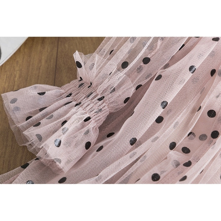 Dot Bow-knot Princess Dress Long-sleeved Mesh Dress For Girls