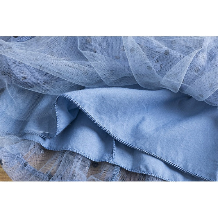 Dot Bow-knot Princess Dress Long-sleeved Mesh Dress For Girls
