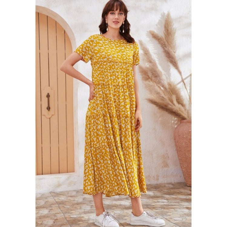 Ladies Floral Short Sleeve Loose Plus Size Dress
