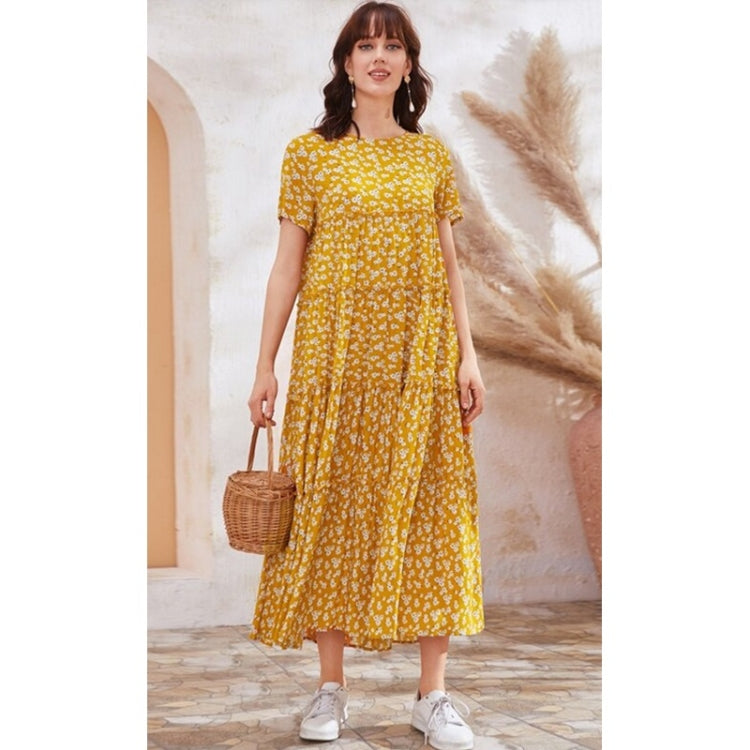 Ladies Floral Short Sleeve Loose Plus Size Dress