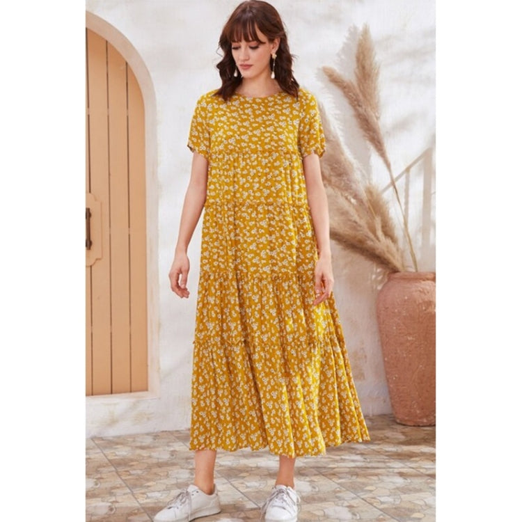 Ladies Floral Short Sleeve Loose Plus Size Dress