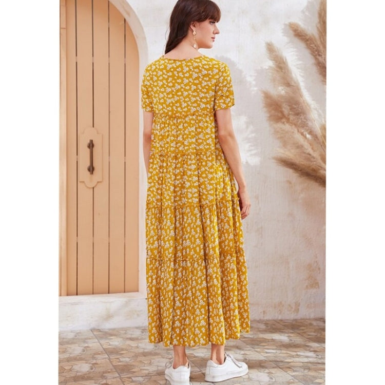 Ladies Floral Short Sleeve Loose Plus Size Dress
