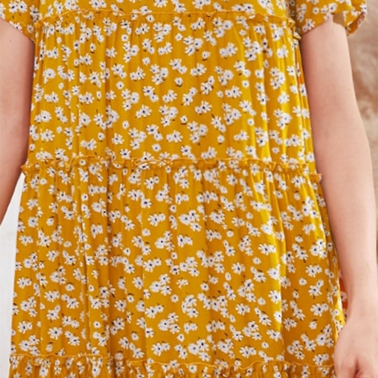 Ladies Floral Short Sleeve Loose Plus Size Dress