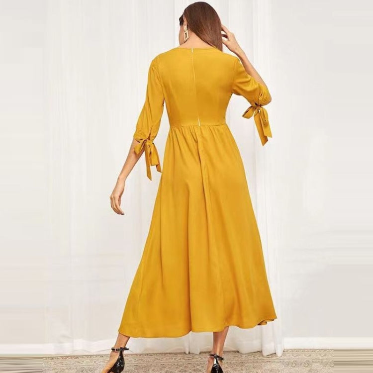 Ladies V-neck Slim Single-breasted Waist Dress