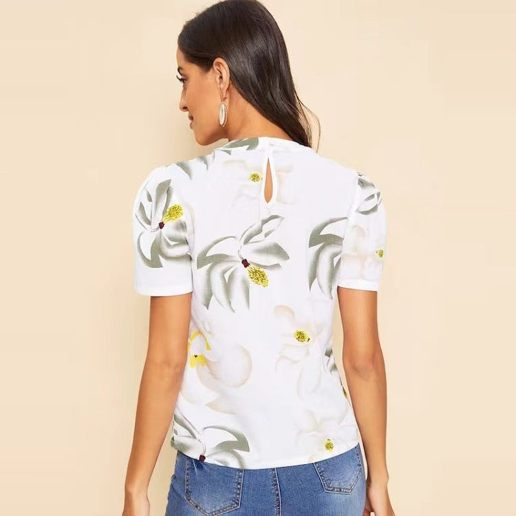 Ladies Round Neck Short Sleeve Printed Blouse (Free Size)