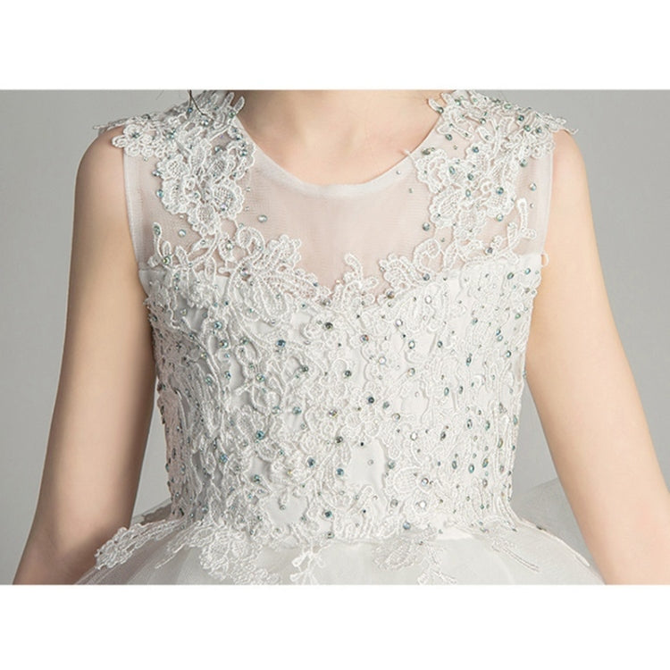 Sleeveless Short Front and Long Back Lace Princess Dress Pettiskirt Performance Formal Dress for Girls