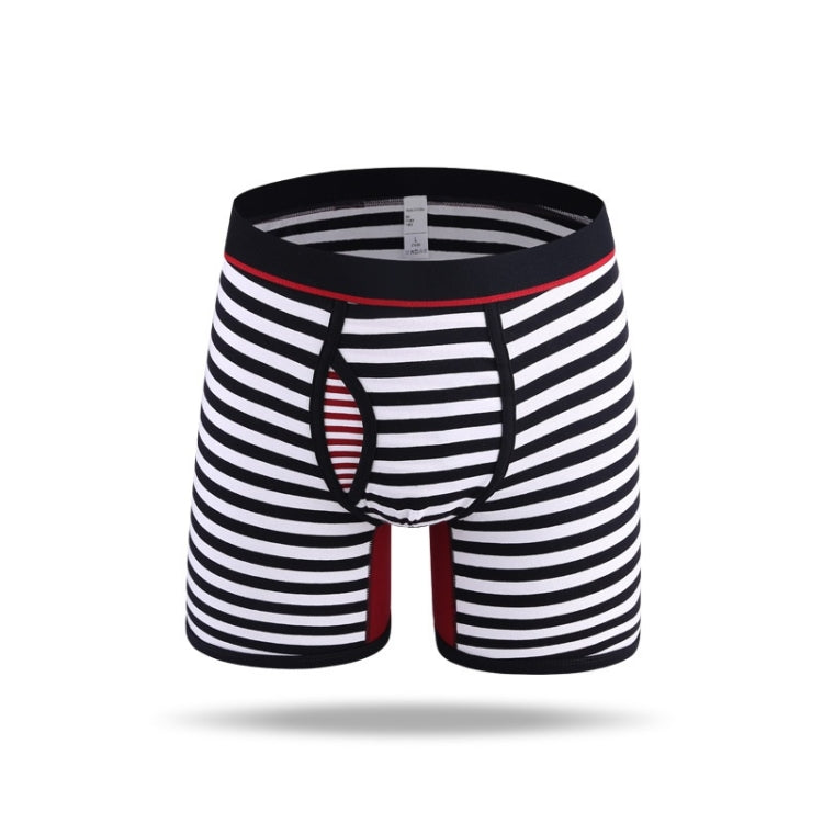 Men Sports Long Strip Texture Flat Angle Underwear