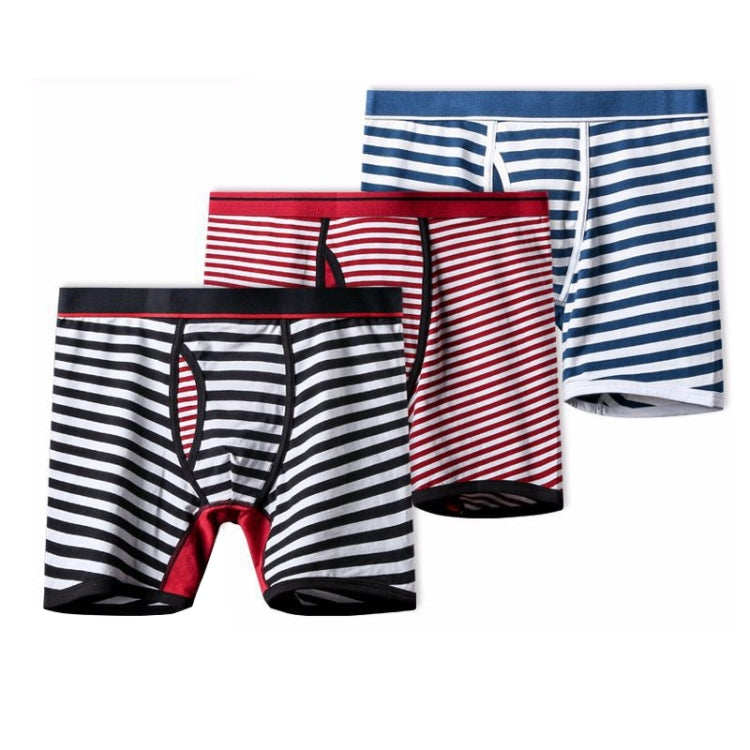 Men Sports Long Strip Texture Flat Angle Underwear