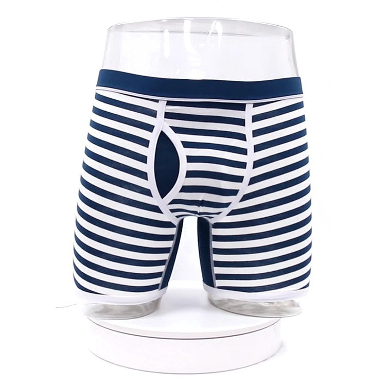 Men Sports Long Strip Texture Flat Angle Underwear
