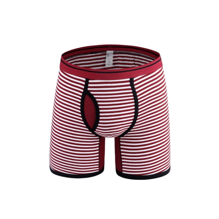 Striped Cotton Men Underwear Fat Guy Plus Long Boxer Underwear