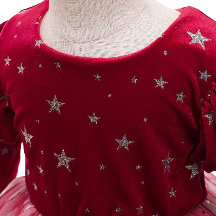 Winter Long-sleeved Velvet Starry Sky Princess Dress Pettiskirt Performance Formal Dress For Girls