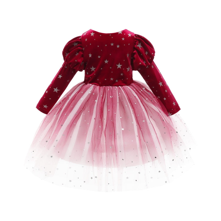 Winter Long-sleeved Velvet Starry Sky Princess Dress Pettiskirt Performance Formal Dress For Girls