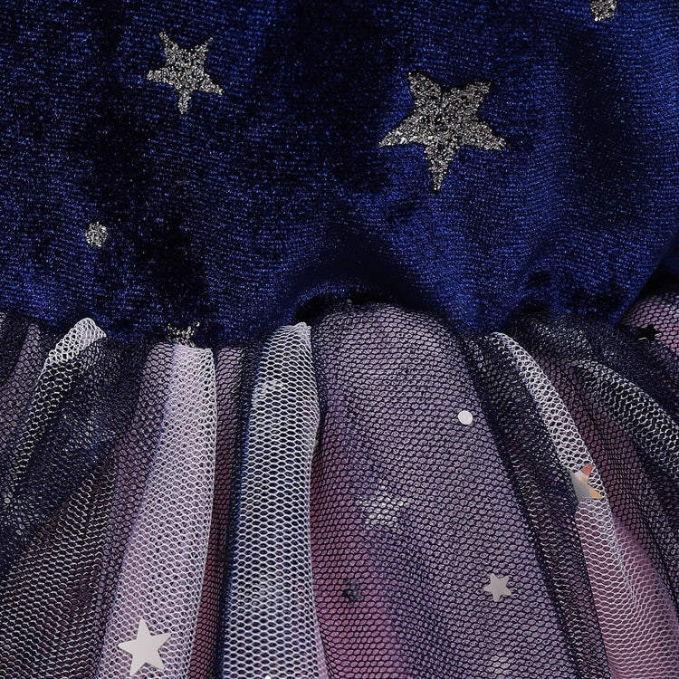 Winter Long-sleeved Velvet Starry Sky Princess Dress Pettiskirt Performance Formal Dress For Girls