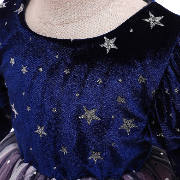 Winter Long-sleeved Velvet Starry Sky Princess Dress Pettiskirt Performance Formal Dress For Girls
