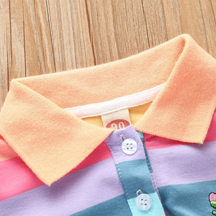 Summer Short-sleeved Rainbow Striped Shirt Dress Princess Dress For Girls