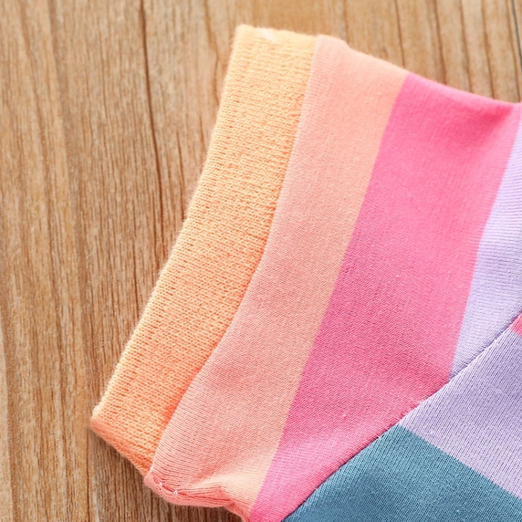 Summer Short-sleeved Rainbow Striped Shirt Dress Princess Dress For Girls