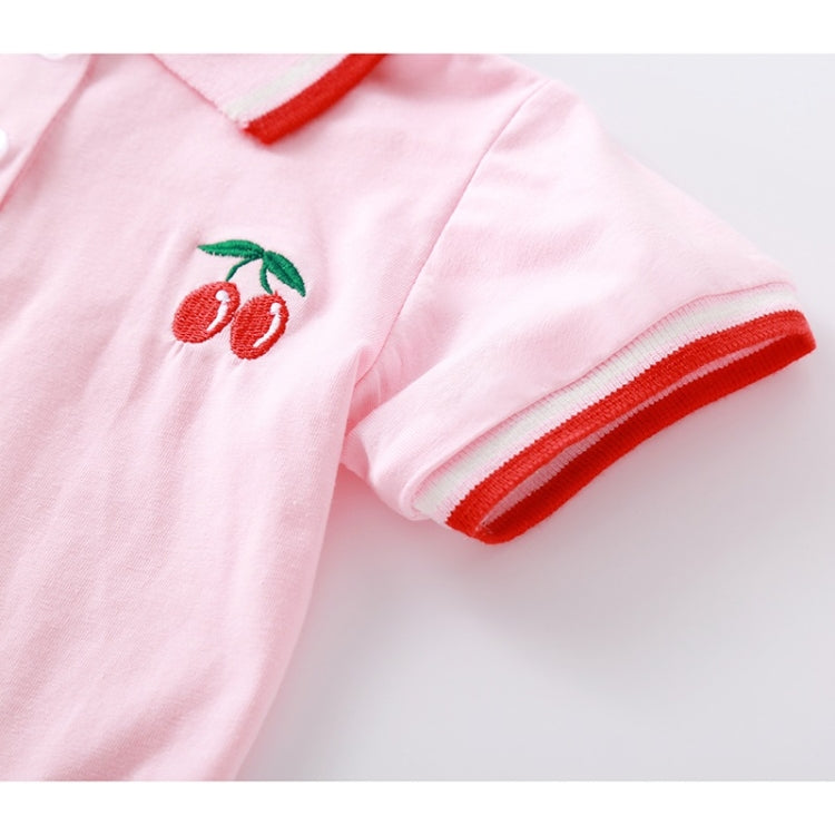 Summer Cherry Pattern Short-sleeved Pleated Shirt Dress Princess Dress For Girls