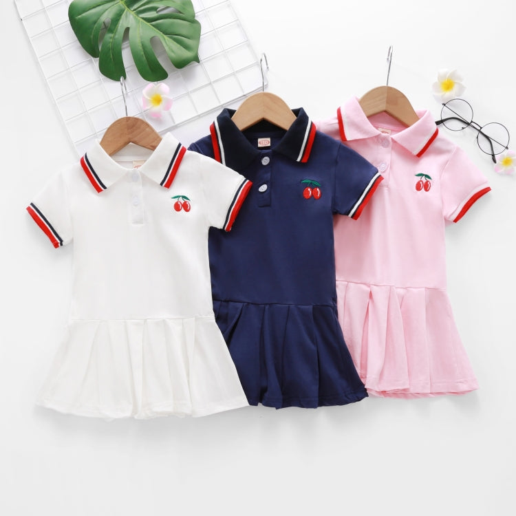 Summer Cherry Pattern Short-sleeved Pleated Shirt Dress Princess Dress For Girls