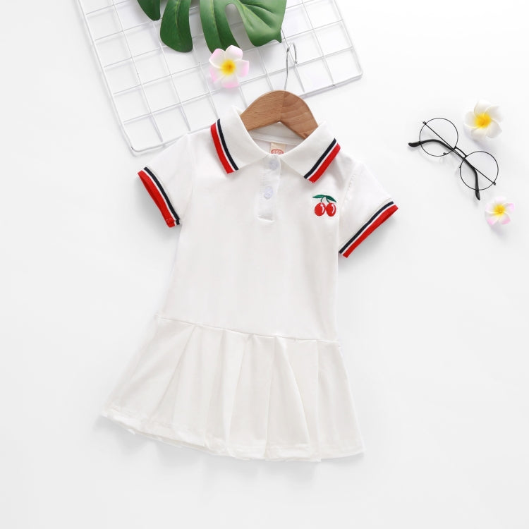 Summer Cherry Pattern Short-sleeved Pleated Shirt Dress Princess Dress For Girls