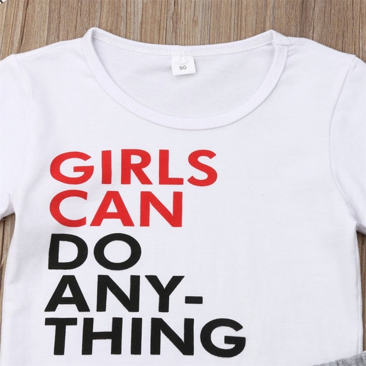 Girls Summer Letter T-shirt Striped Lace Skirt Suit