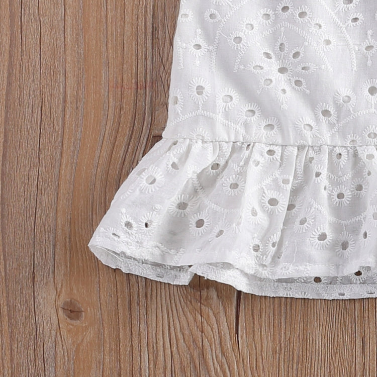 Girls Ruffled Lace Halterneck Top Ripped Denim Flared Pants Suit