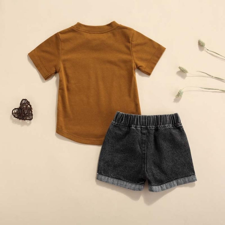 Boy Pocket Short-sleeved T-shirt Denim Shorts Two-piece Suit