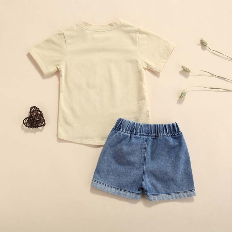 Boy Pocket Short-sleeved T-shirt Denim Shorts Two-piece Suit